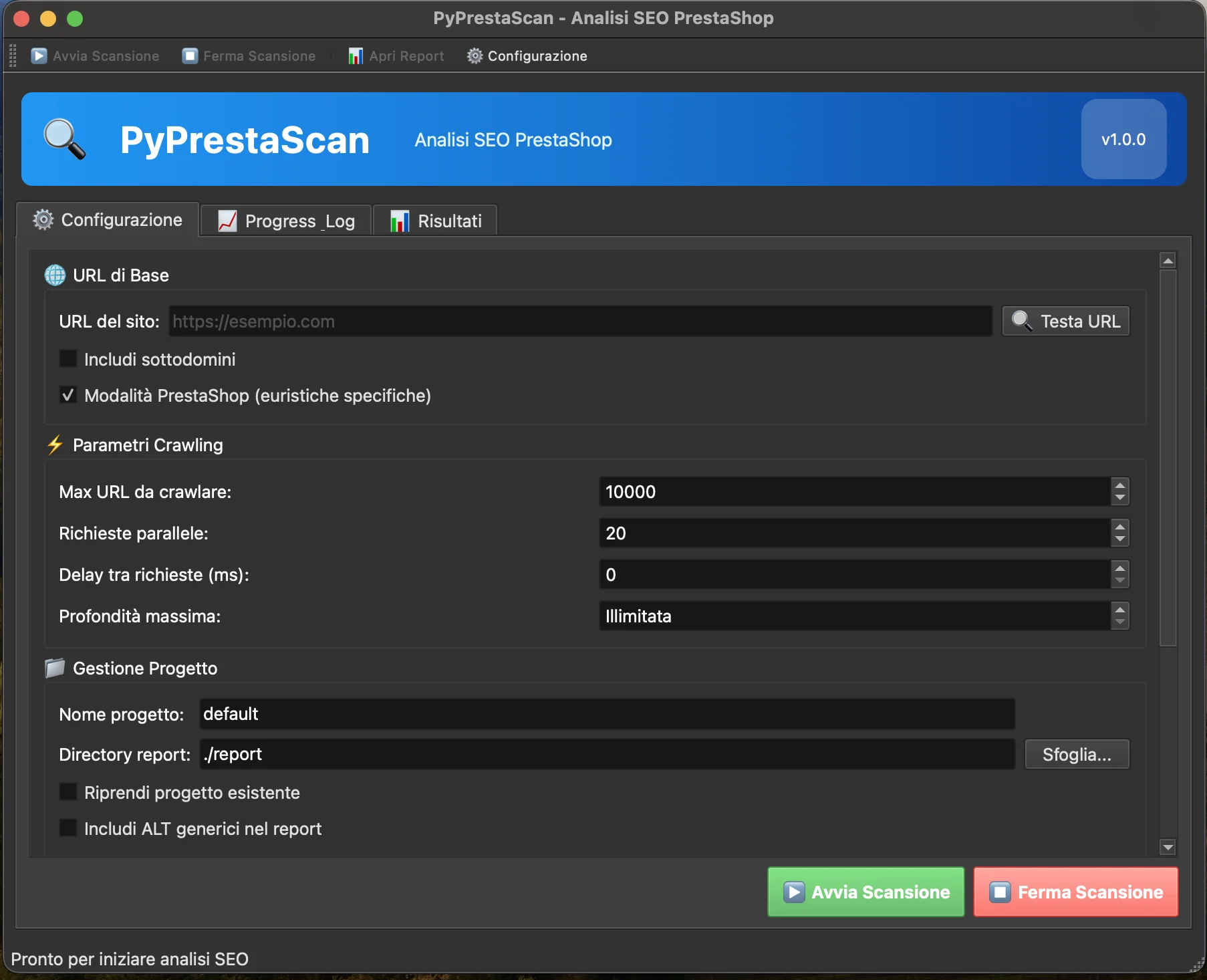 PyPrestaScan GUI - SEO analysis dashboard for PrestaShop with real-time monitoring and AI-powered fixes